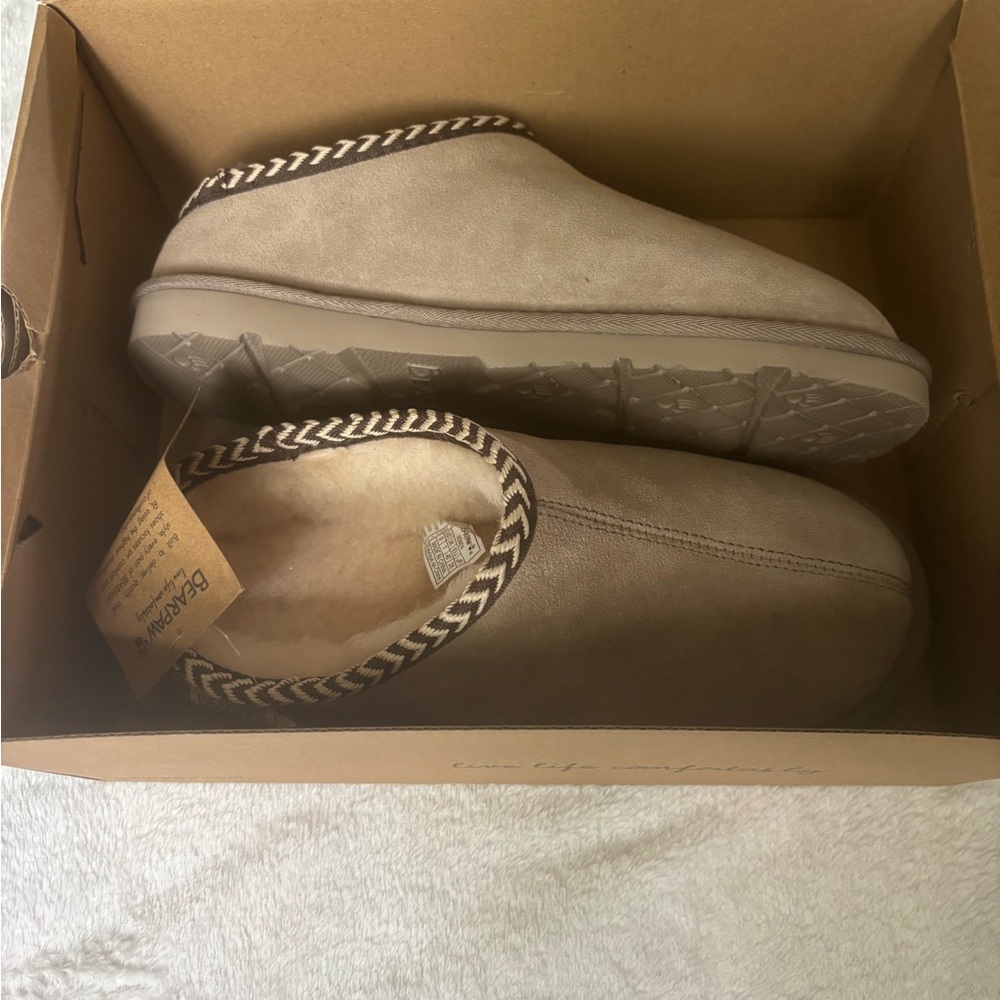 BearPaw Taupe Slip-On Shoes